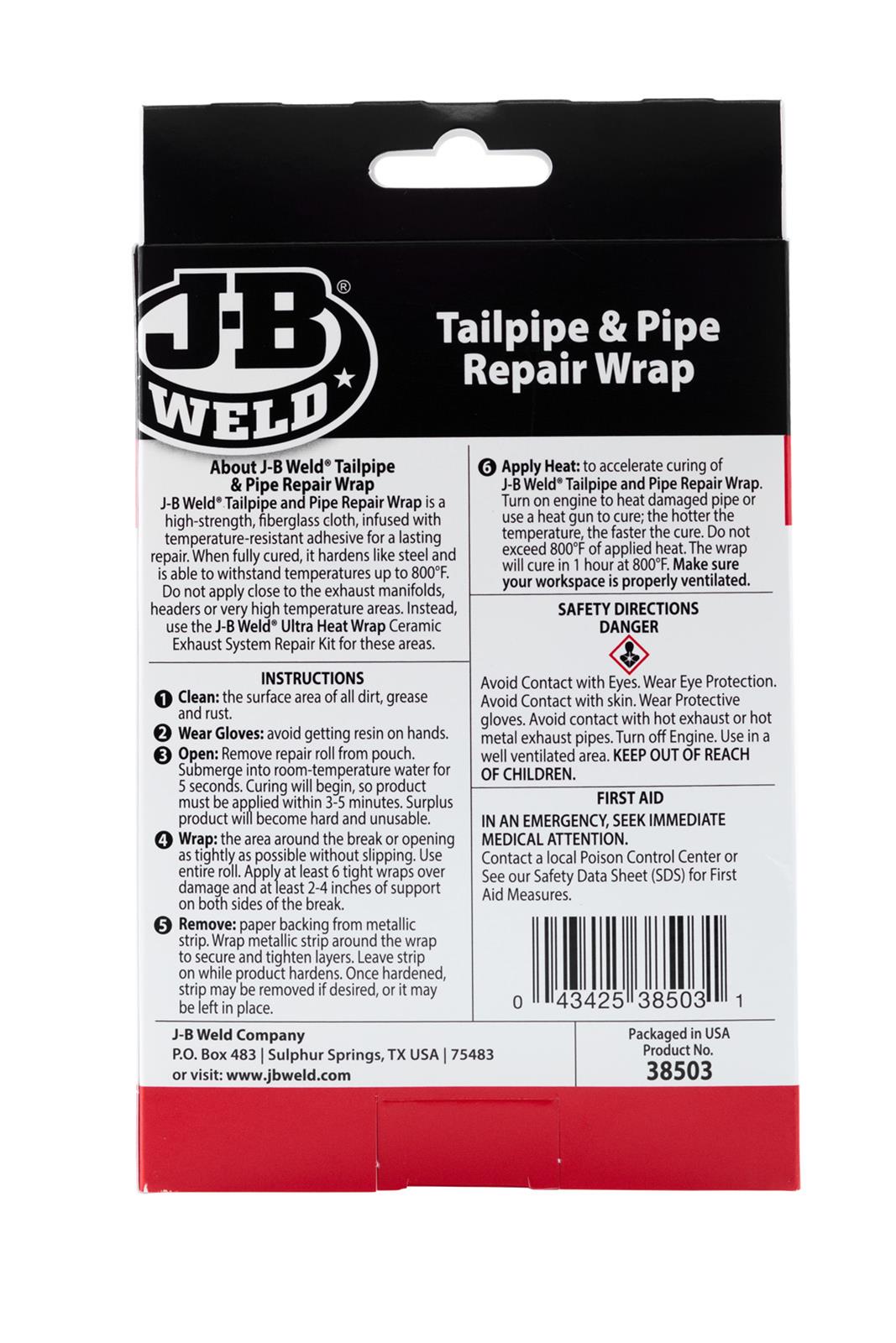 JB Weld Exhaust Tail Pipe and Pipe Repair Wrap JB38503