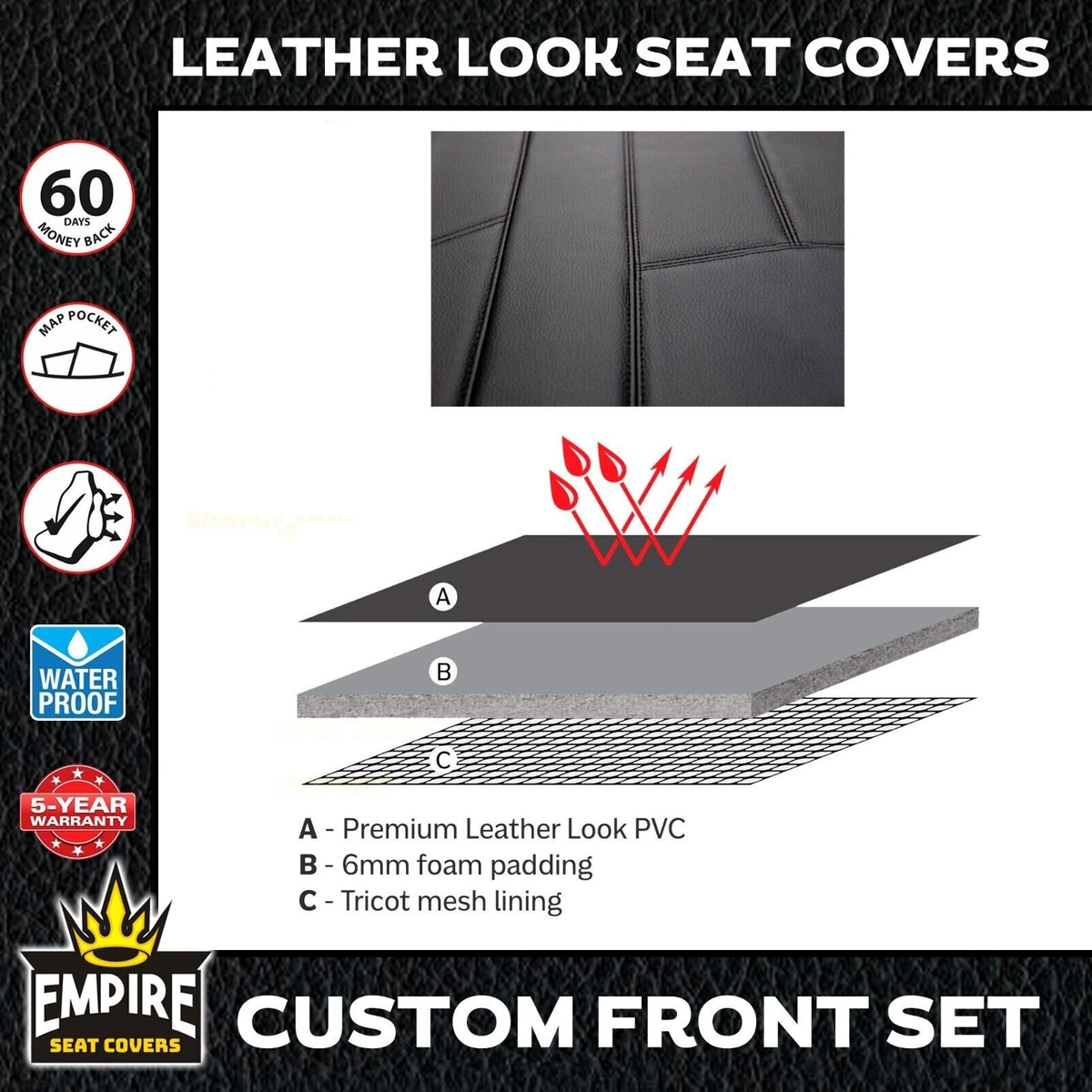 Leather Look Middle Seat Covers MAZDA CX-8 KG ASAKI SPORT TOURING 6/2018-2026