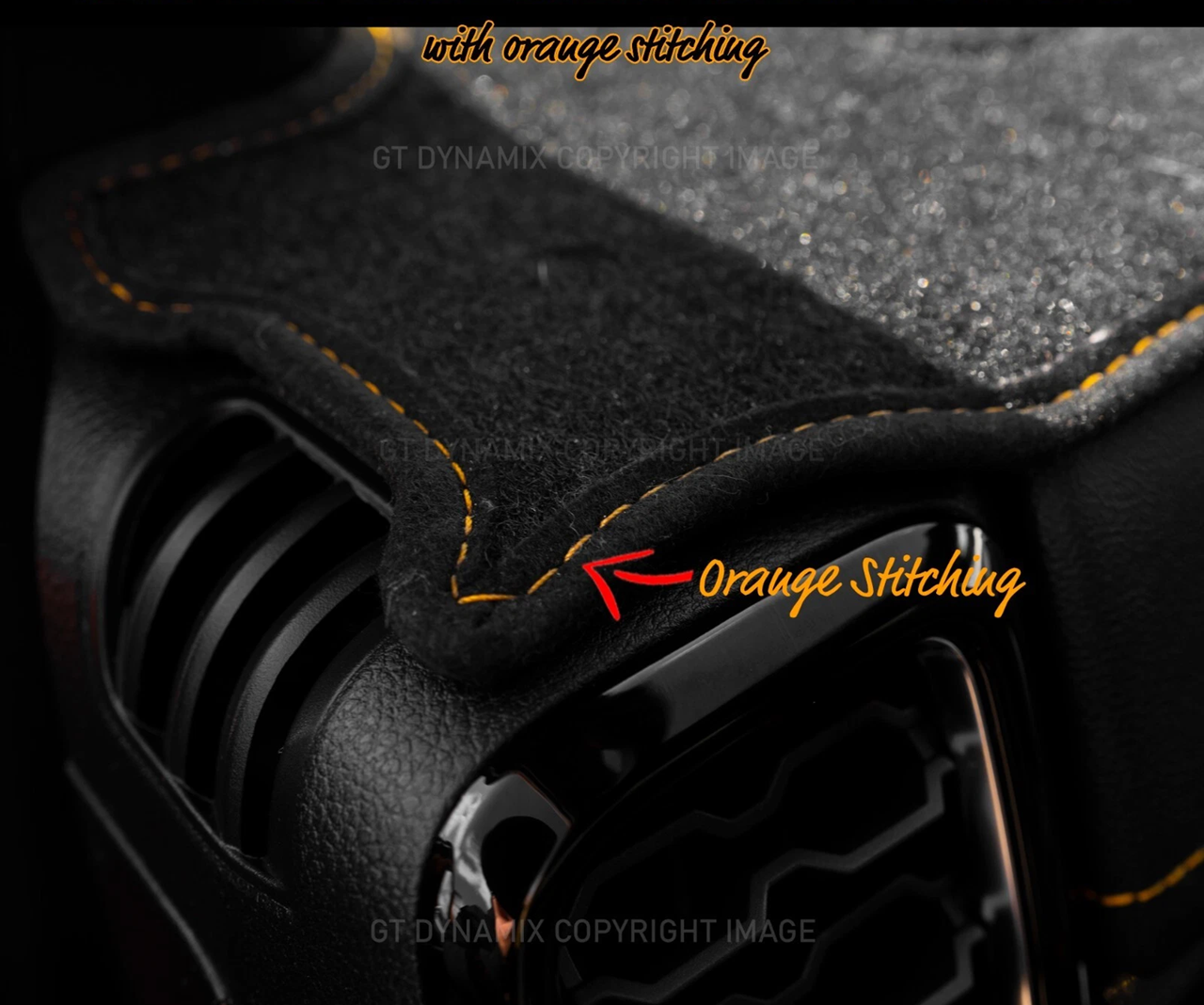 Shevron Dash Mat w/ Orange Stitching FORD Ranger Wildtrak Raptor Super Duty w/ Stedi Fascia Allowance 5/2022-2026 O1652G