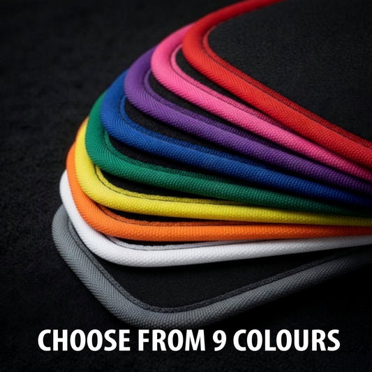 Custom Made Carpet Floor Mats for Toyota Hilux 2015–2025 | Black Carpet with 9 Binding Colour Options