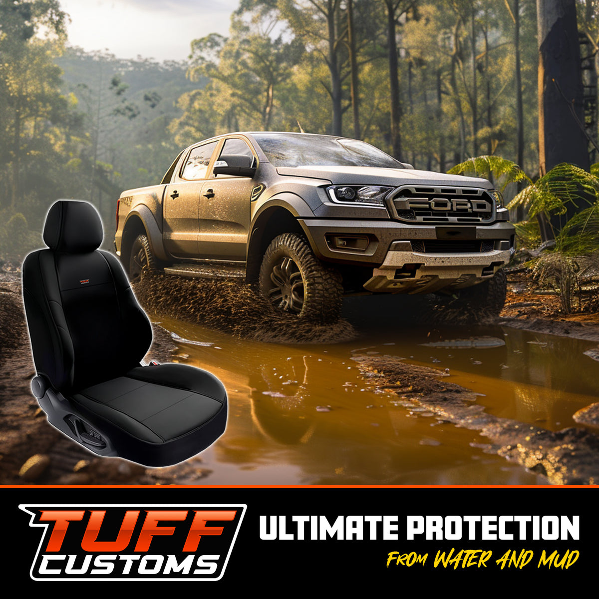 TUFF CUSTOMS FRONT Neoprene Seat Covers MITSUBISHI TRITON MV NEW GEN GLX GLX+  GLS  GSR JAN 2024-2026 DOUBLE CAB