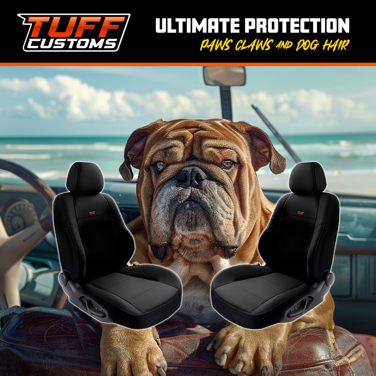 TUFF CUSTOMS FRONT Neoprene Seat Covers MITSUBISHI TRITON MV NEW GEN GLX GLX+  GLS  GSR JAN 2024-2026 DOUBLE CAB