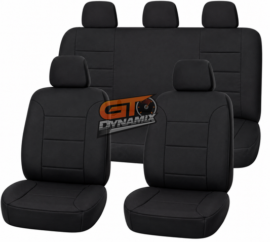 TUFF CANVAS S2 BLACK Seat Covers 2 Rows for Toyota Hilux Rugged Dual Cab 2015-8/2025