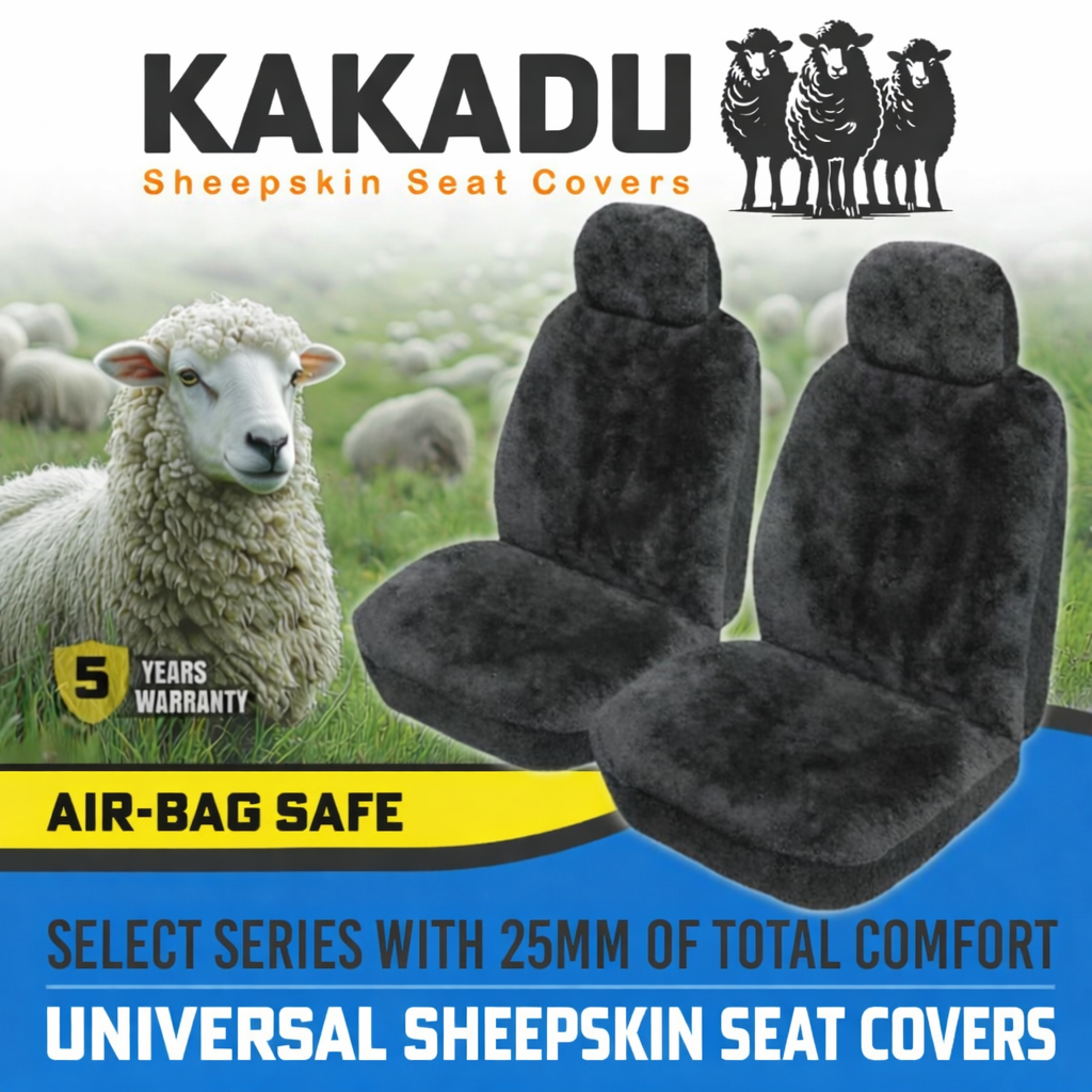 KAKADU Select Universal Sheepskin Front Seat Covers HYUNDAI IX35 LM ELITE SE TROPHY WAGON 2/2010-6/2015 5 Colours Available