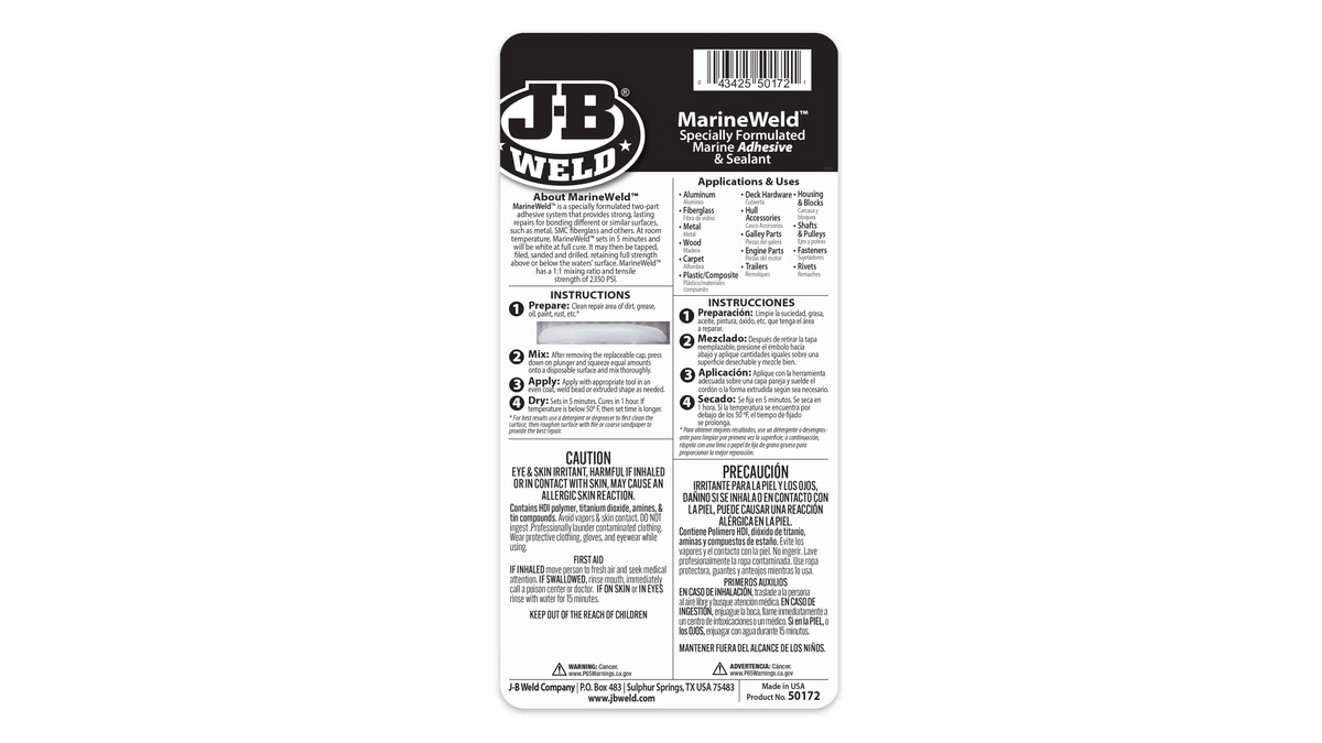 JB Weld MarineWeld Syringe Marine Adhesive and Sealant 25ml JB50172