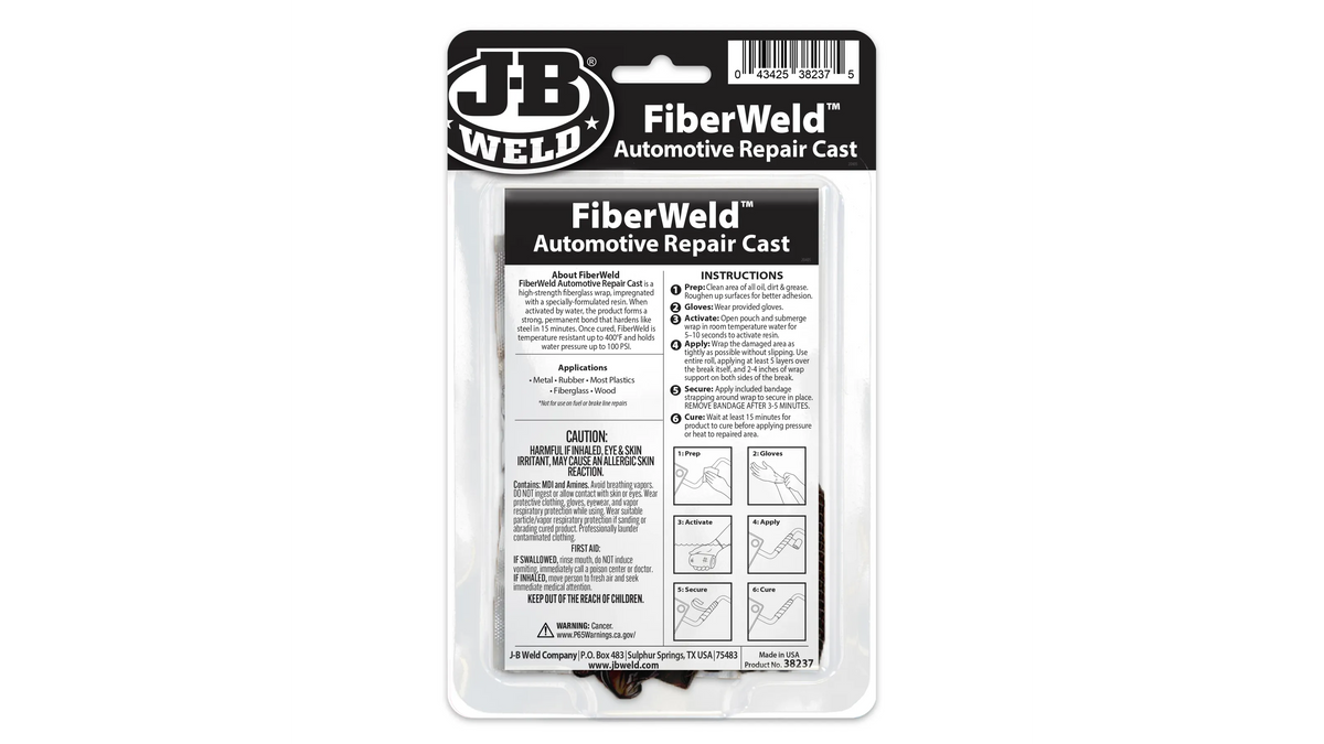 JB Weld FiberWeld Automotive Repair Cast 5cm x 91cm Fiberglass Wrap JB38237
