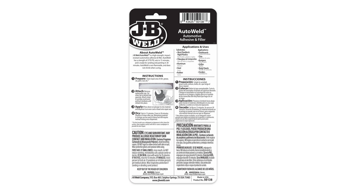JB Weld AutoWeld Syringe Automotive Adhesive and Filler 25ml JB50138