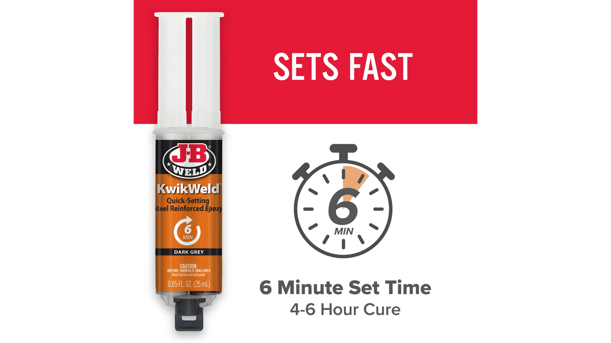 JB Weld KwikWeld 6 Minute Quick Setting Steel Reinforced Epoxy 25ml JB50176