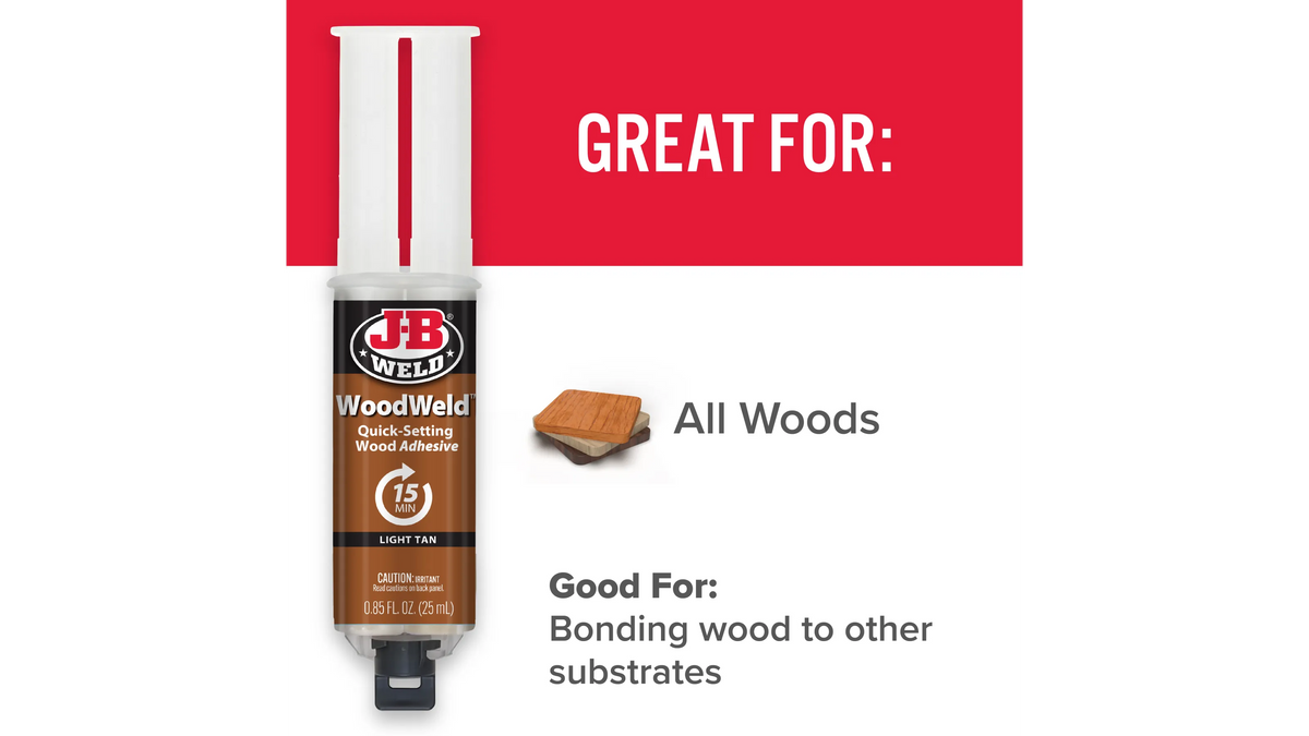 JB Weld WoodWeld Syringe Quick Setting Wood Adhesive 25ml JB50151