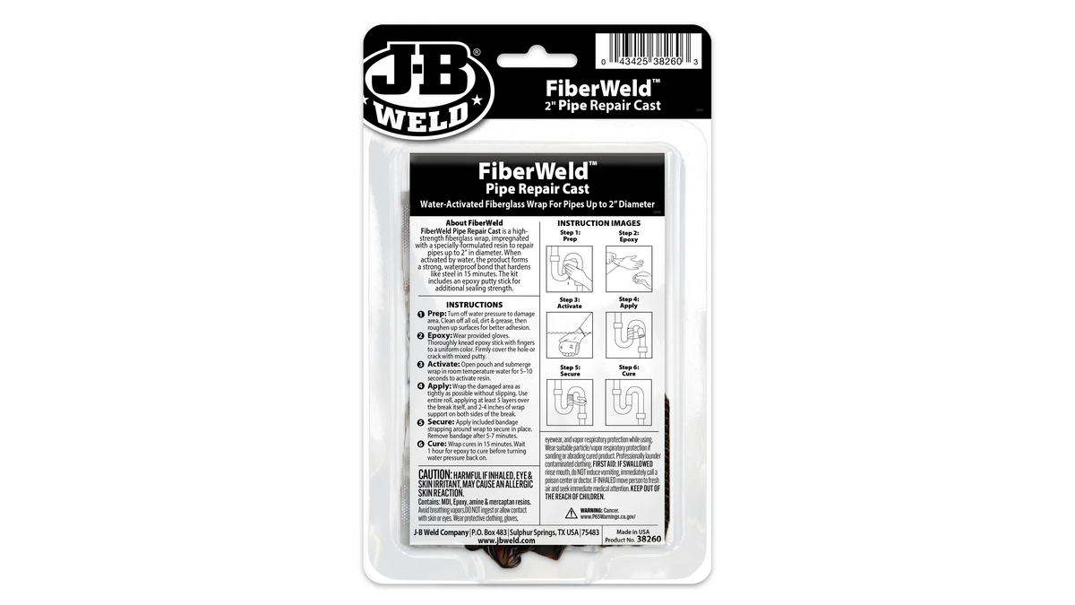 JB Weld FiberWeld 2" Pipe Repair Cast 5cm x 121cm Fiberglass Wrap JB38260