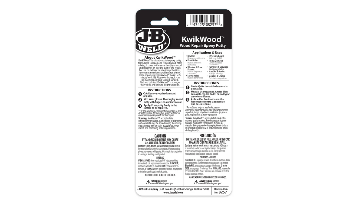 JB Weld KwikWood Wood Repair Epoxy Putty 28g JB8257