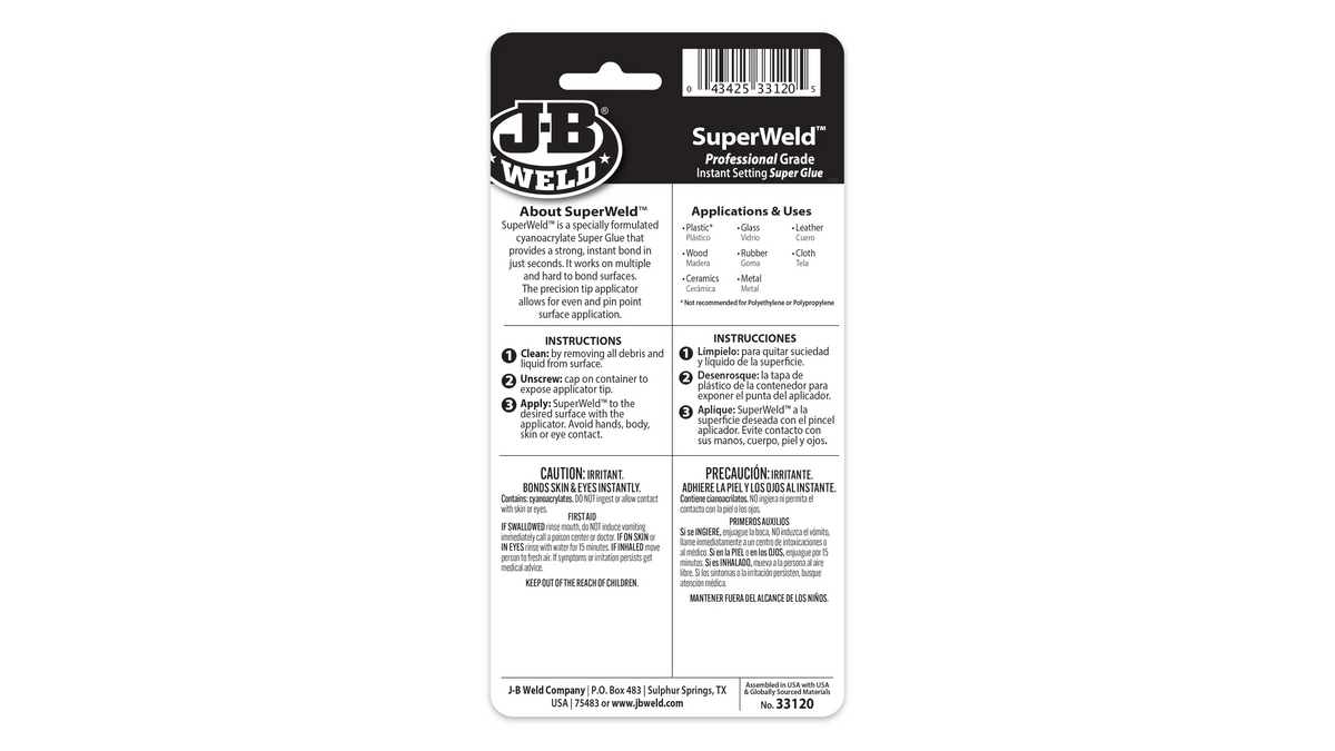 JB Weld SuperWeld Instant Adhesive 20g JB33120