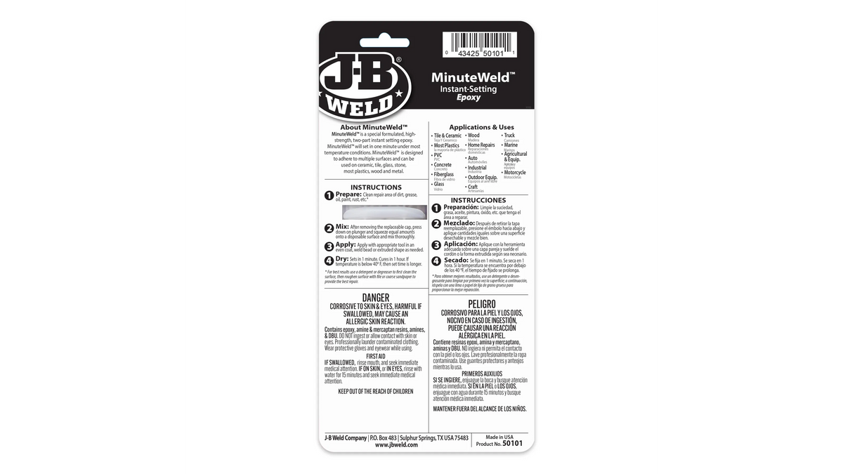 JB Weld MinuteWeld Syringe Instant Setting Epoxy 25ml JB50101