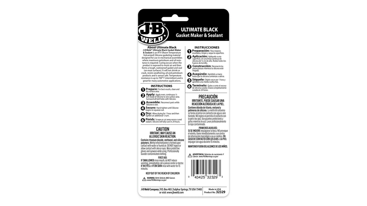 JB Weld Ultimate Black Silicone Gasket Maker and Sealant 85g JB32329