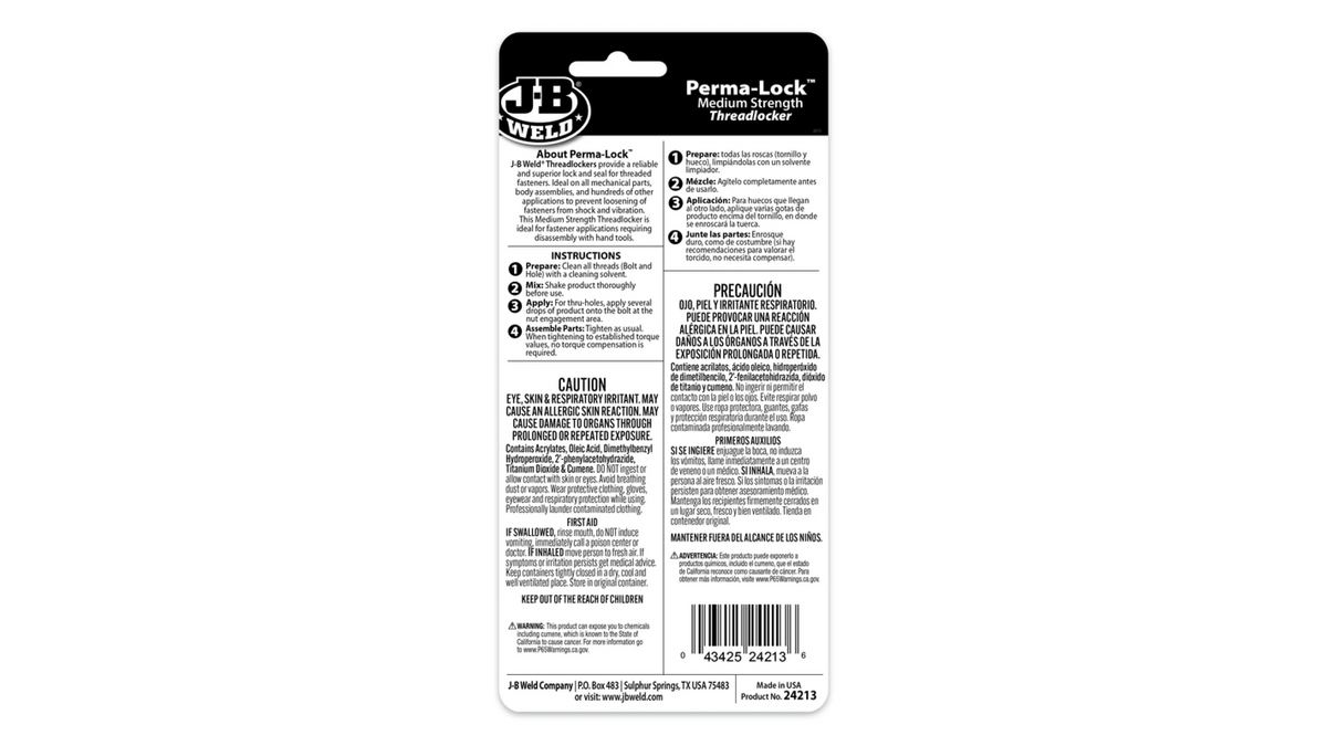 JB Weld Perma-Lock Threadlocker Medium Blue 13ml JB24213