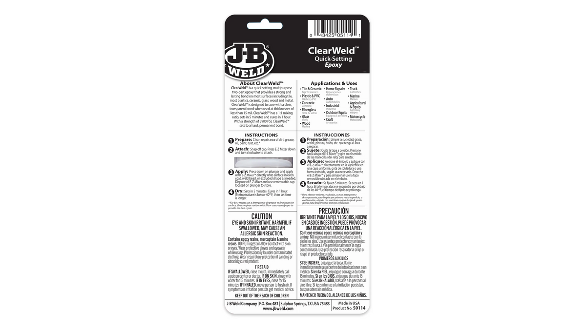 JB Weld ClearWeld 5 Minute Quick Setting Epoxy 14ml JB50114