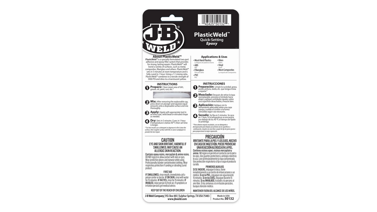 JB Weld PlasticWeld 5 Minute Quick Setting Epoxy 25ml JB50132
