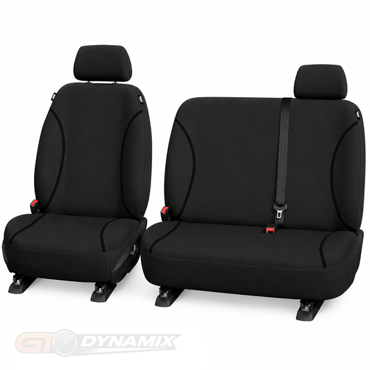 Trade Canvas Black Front Seat Covers FORD TRANSIT VO DUAL CAB VAN BUCKET & 3/4 BENCH 9/2014-2026