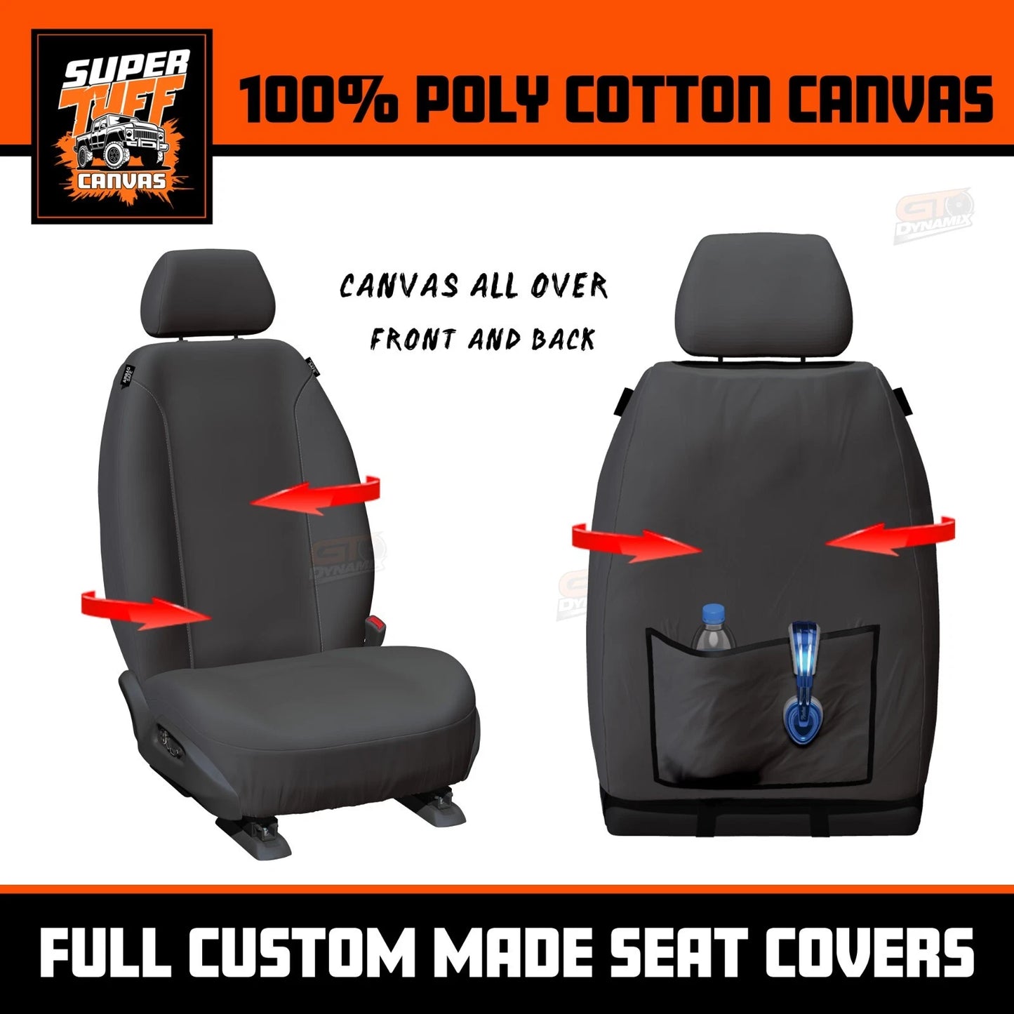 SUPERTUFF Charcoal Front Canvas Seat Covers Ford NEXT GEN RANGER XLT SPORT Wildtrack 2022-2026