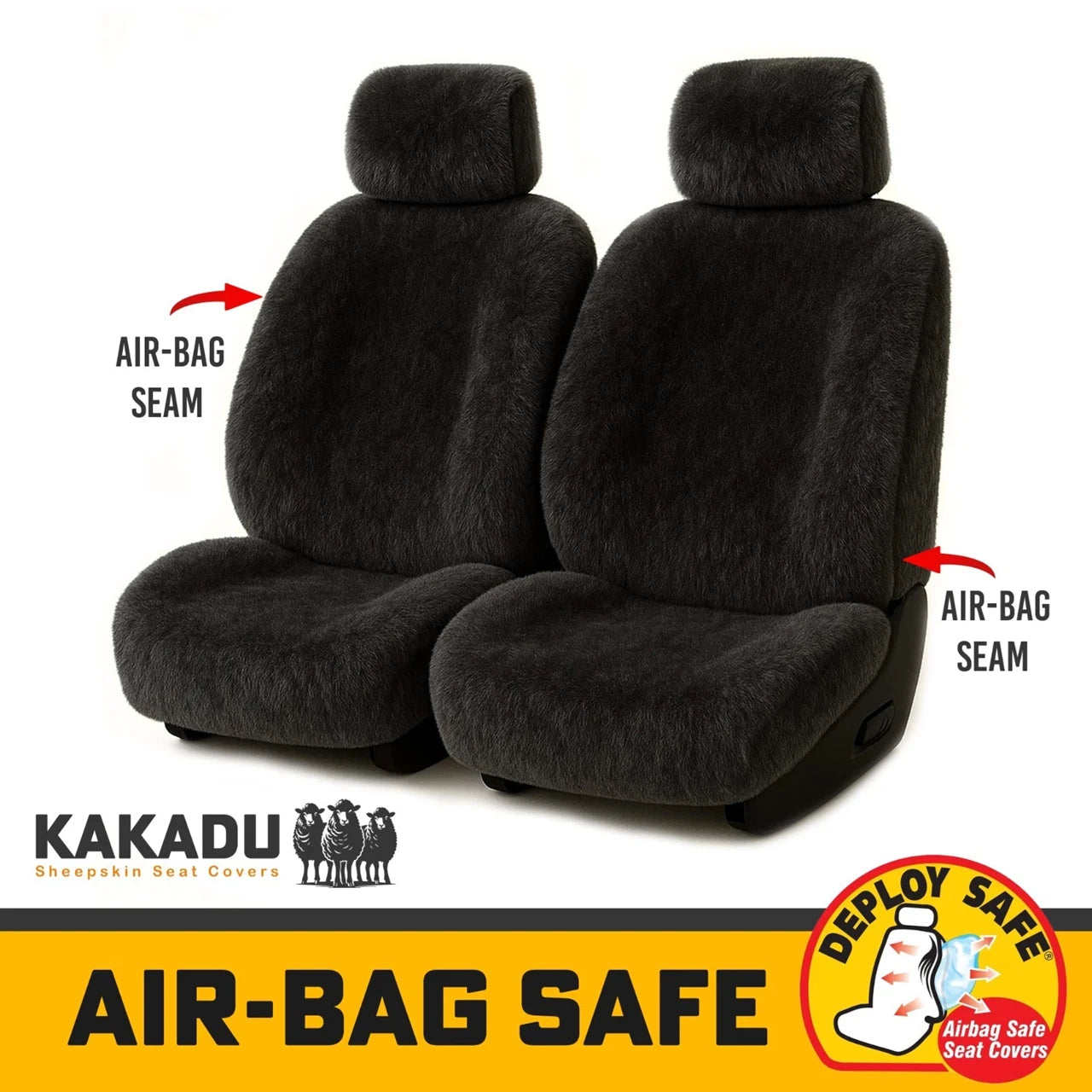 KAKADU Ultimate Universal Sheepskin Seat Covers 6 Year Warranty 30mm AIRBAG Safe 5 Colours