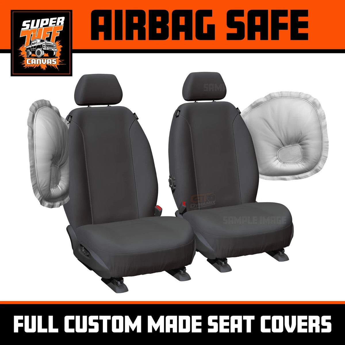 Super Tuff Canvas Charcoal Front Seat Covers MAZDA BT50 UP UR XT XTR FREESTYLE CAB 11/2011-7/2020