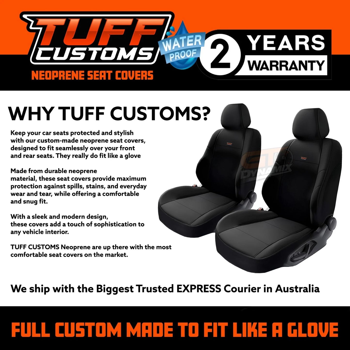 TUFF Customs Neoprene Seat Covers FORD RANGER NEXT GEN SPORT WILDTRACK 2022-2026