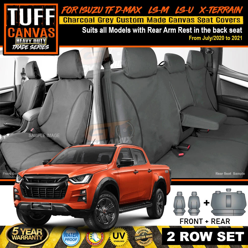 TUFF HD TRADE Canvas Seat Covers 2 Rows Isuzu DMAX TF LS-U X-Terrain 2020-2026 Charcoal