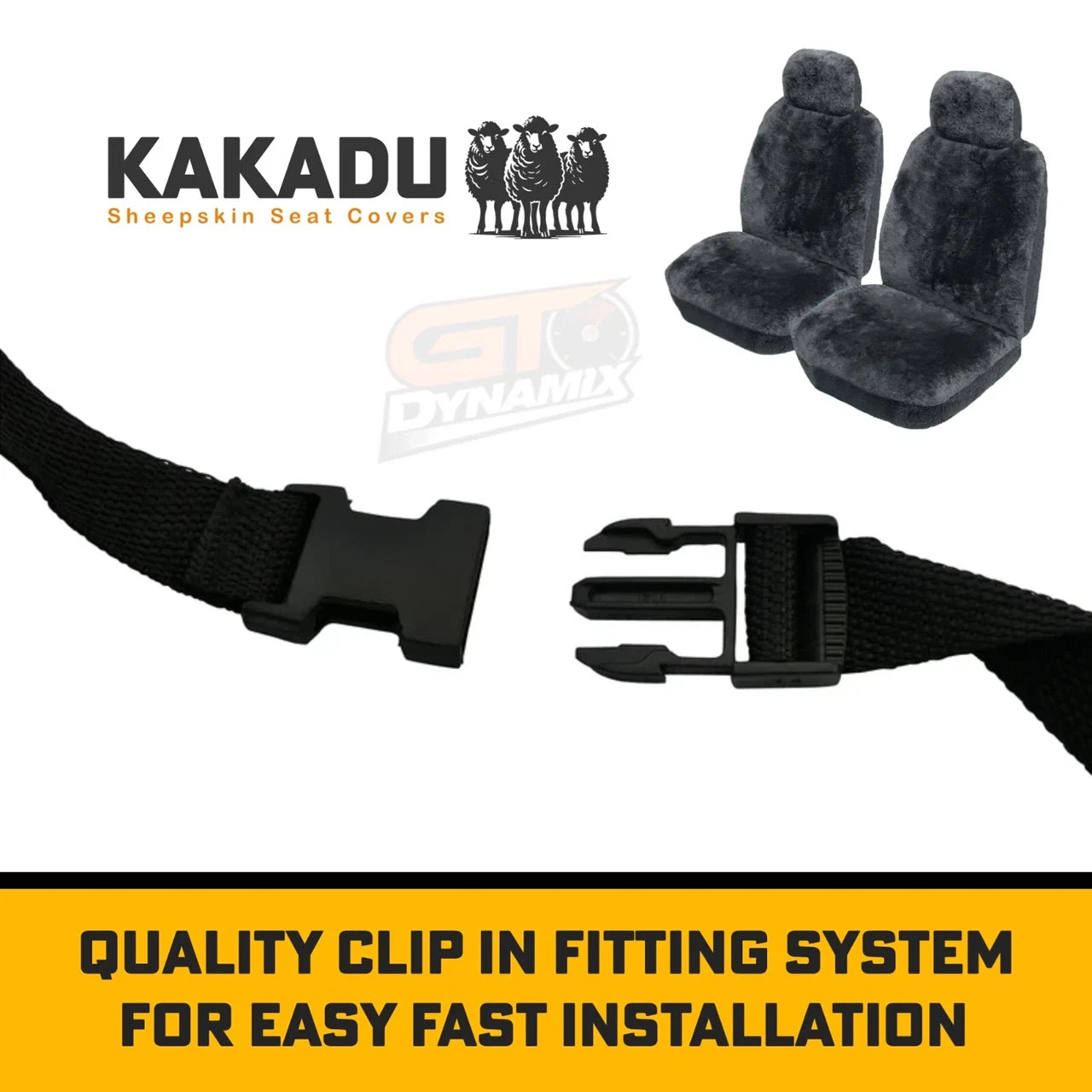 KAKADU Swagman Universal Front Sheepskin Seat Covers 2 Year Warranty 19mm AIRBAG SAFE 2 Colours