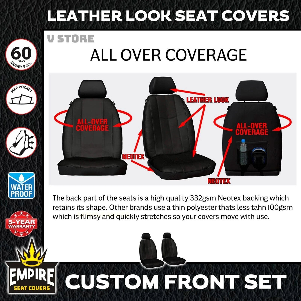 Leather Look Front Seat Covers MAZDA CX-5 KF TOURING GT MAXX SPORT AKERA 3/2017-11/2023