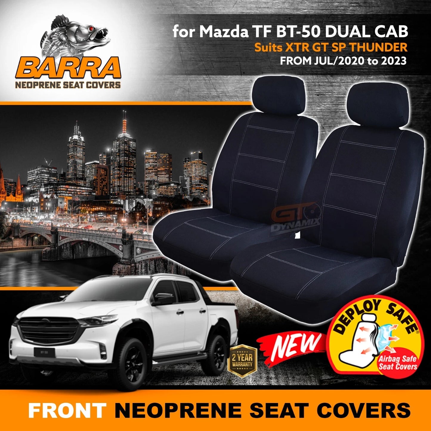 FRONT BARRA Neoprene Seat Covers Mazda TF BT-50 XTR GT SP Thunder 2020-2026