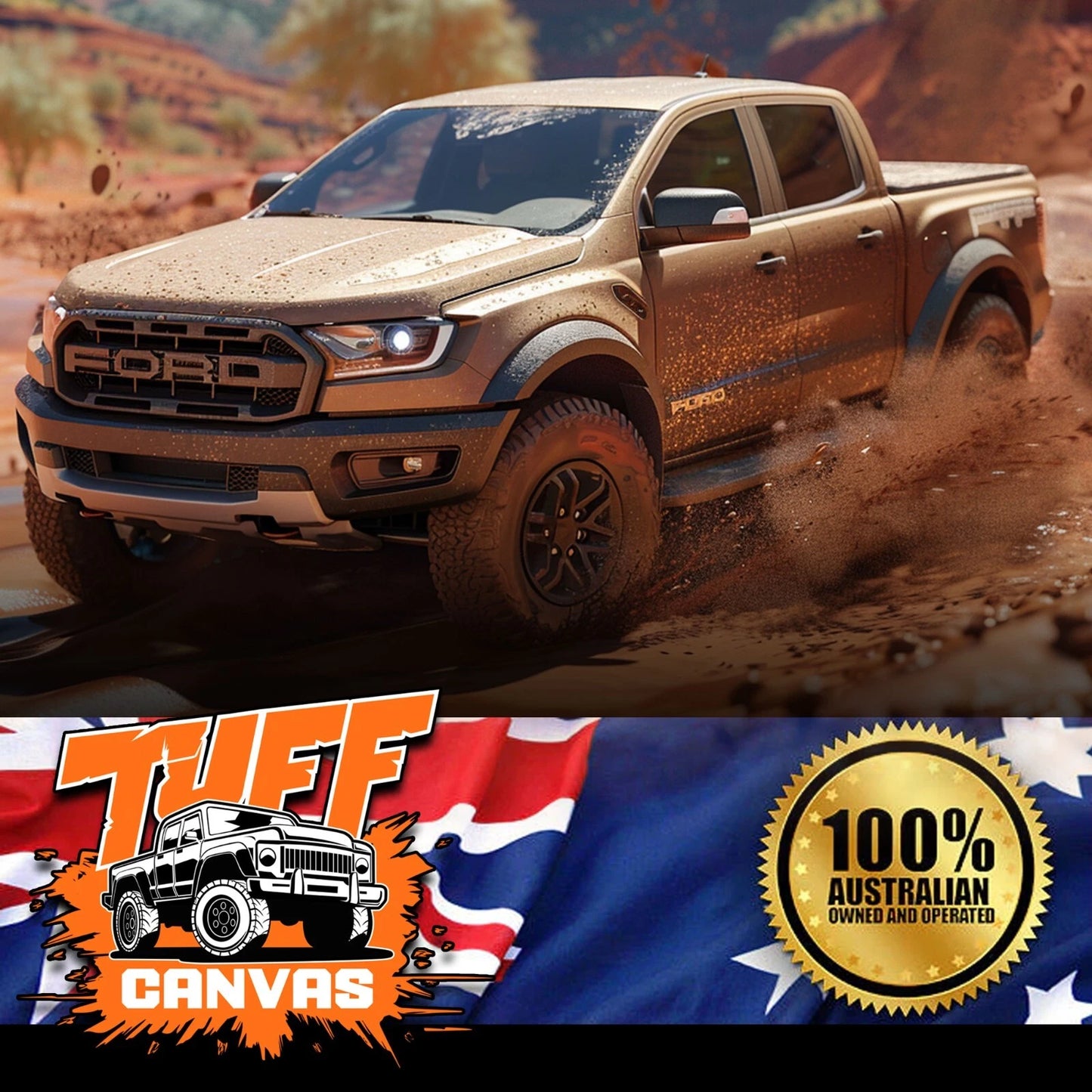 TUFF CANVAS S2 BLACK Seat Covers 2 Rows for Toyota Hilux Rugged Dual Cab 2015-8/2025