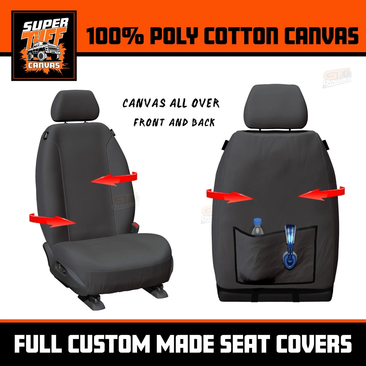 Super Tuff Canvas Charcoal Front Seat Covers HOLDEN COLORADO RG ALL BADGES SPACE CAB 6/2012-6/2020
