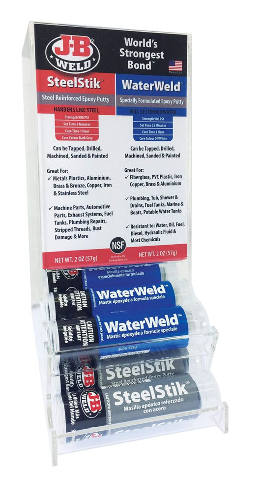 JB Weld SteelStick and WaterWeld Counter Display 20 Sticks JB8267-77G-20